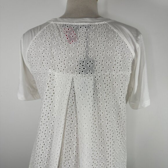 NWT VERONICA BEARD JEANS Women's Mauna Short-Sleeve Eyelet Cotton Tee Size M - Picture 4 of 12